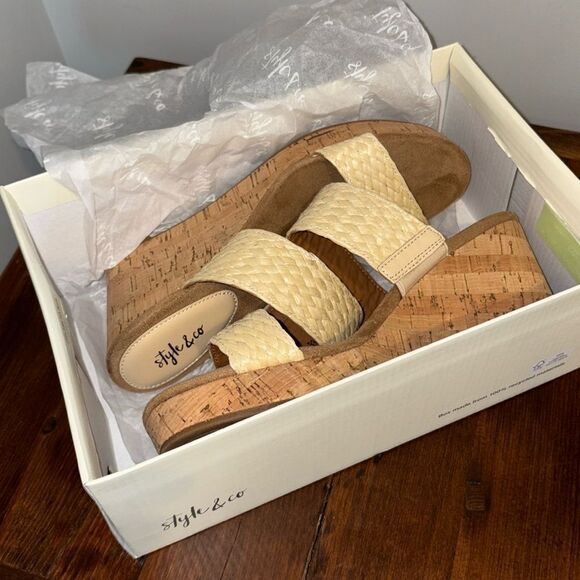 NWT Style & Co Platform Sandals Daliaaf Woven Natural Size 8 - Picture 9 of 11